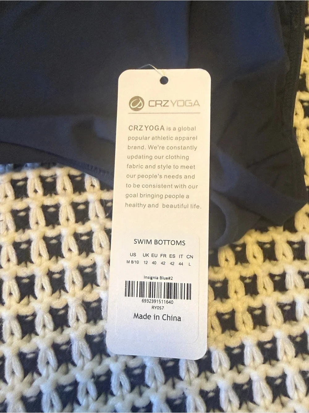 NWT - CRZ YOGA Insignia Blue Swim Bottoms Size Medium